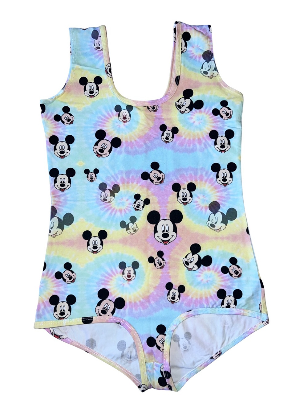 Wild Rich Kids Pastel Tie-Dye Mickey Print Tank Bodysuit